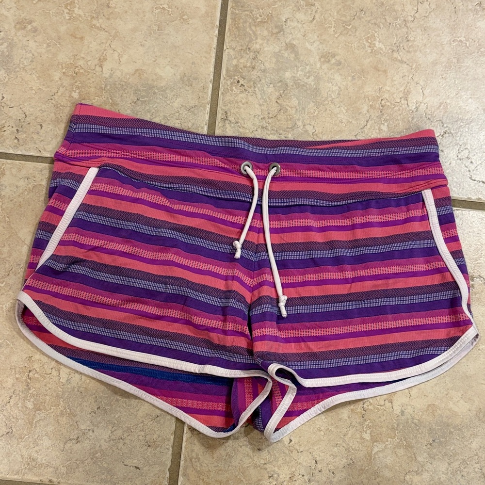 Athleta Striped Athletic Shorts in Pink and Purple